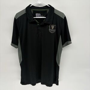 Guinness Beer Black Golf Polo Shirt DriFit Performance Active Wear Stretch Men L